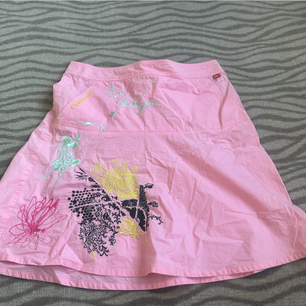 Christian Lacroix Pink Midi Skirt with Embroidered Accents